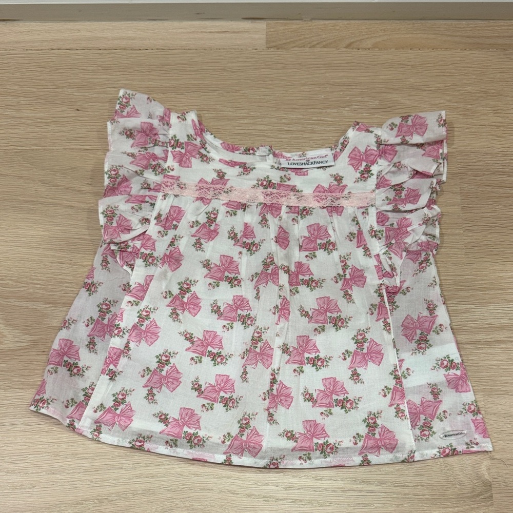 American Girl X Love Shack Fancy Pink Floral Ruffle Girls Top